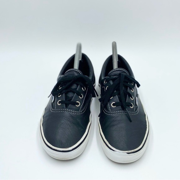 Vans black leather authentic womens 7.5 - Picture 3 of 6